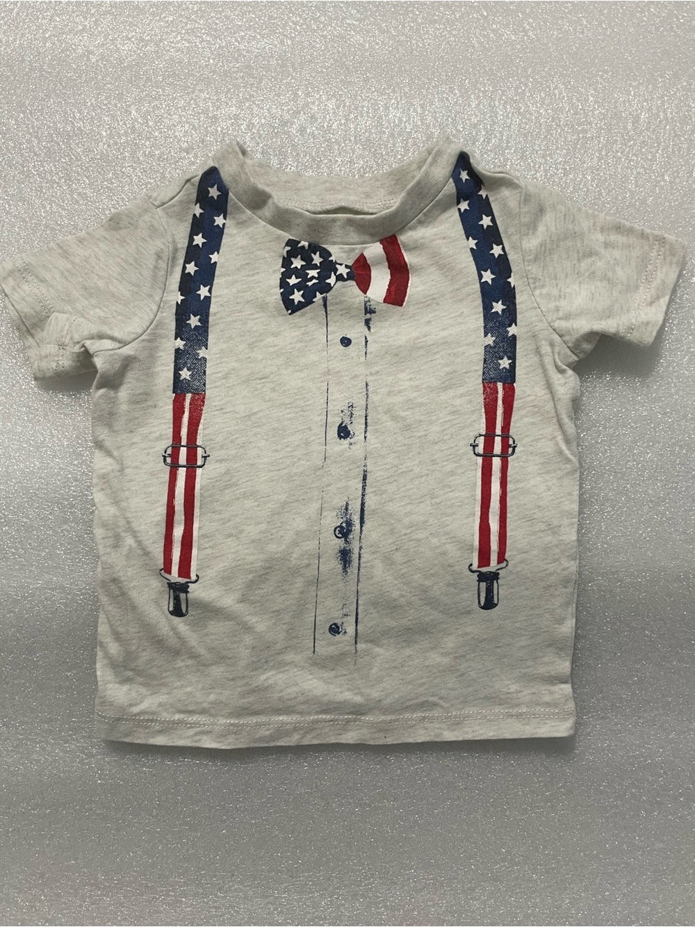 First Impressions White Toddler Tee with Red & Blue Graphic
